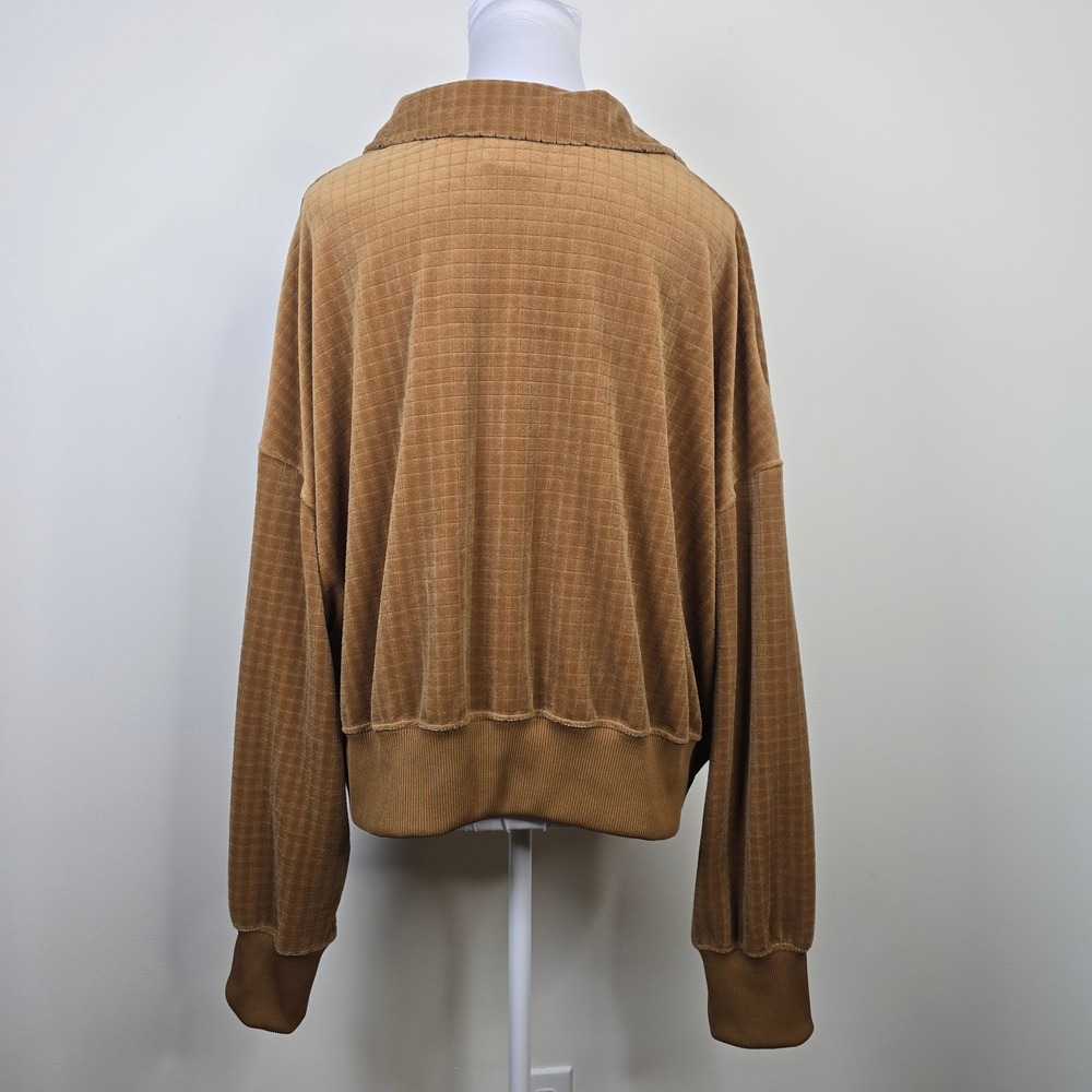 Nike Womens Ale Brown Ironstone Cropped Velour Quilted Pullover Sweatshirt XXL - Picture 2 of 8